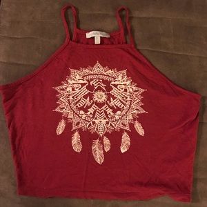 Maroon halter spaghetti strap crop top
